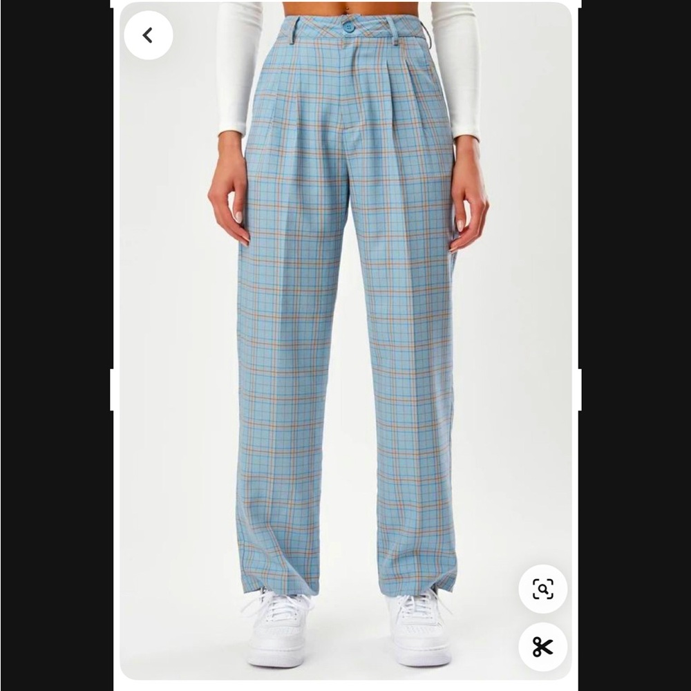 Blue plaid dress pants NWT sz small THE KRIPT 70’s inspired
